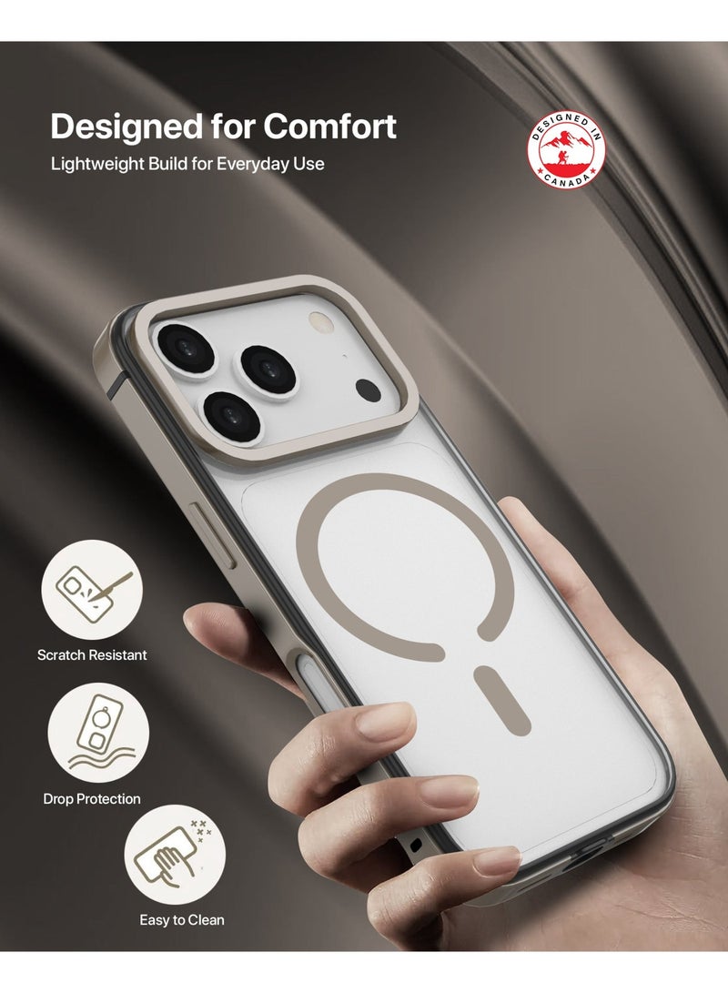 INFINYTY iPhone 17 Pro Premium Clear Case with Natural Titanium Metallic Bumper- Cirra Crystal Clear Back, Anti-Yellowing Technology, MagSafe Compatible, Strong N52 Magnet, Drop-Tested, Scratch-Resistant, Precision Fit, Raised Screen & Camera Edges - Image 3